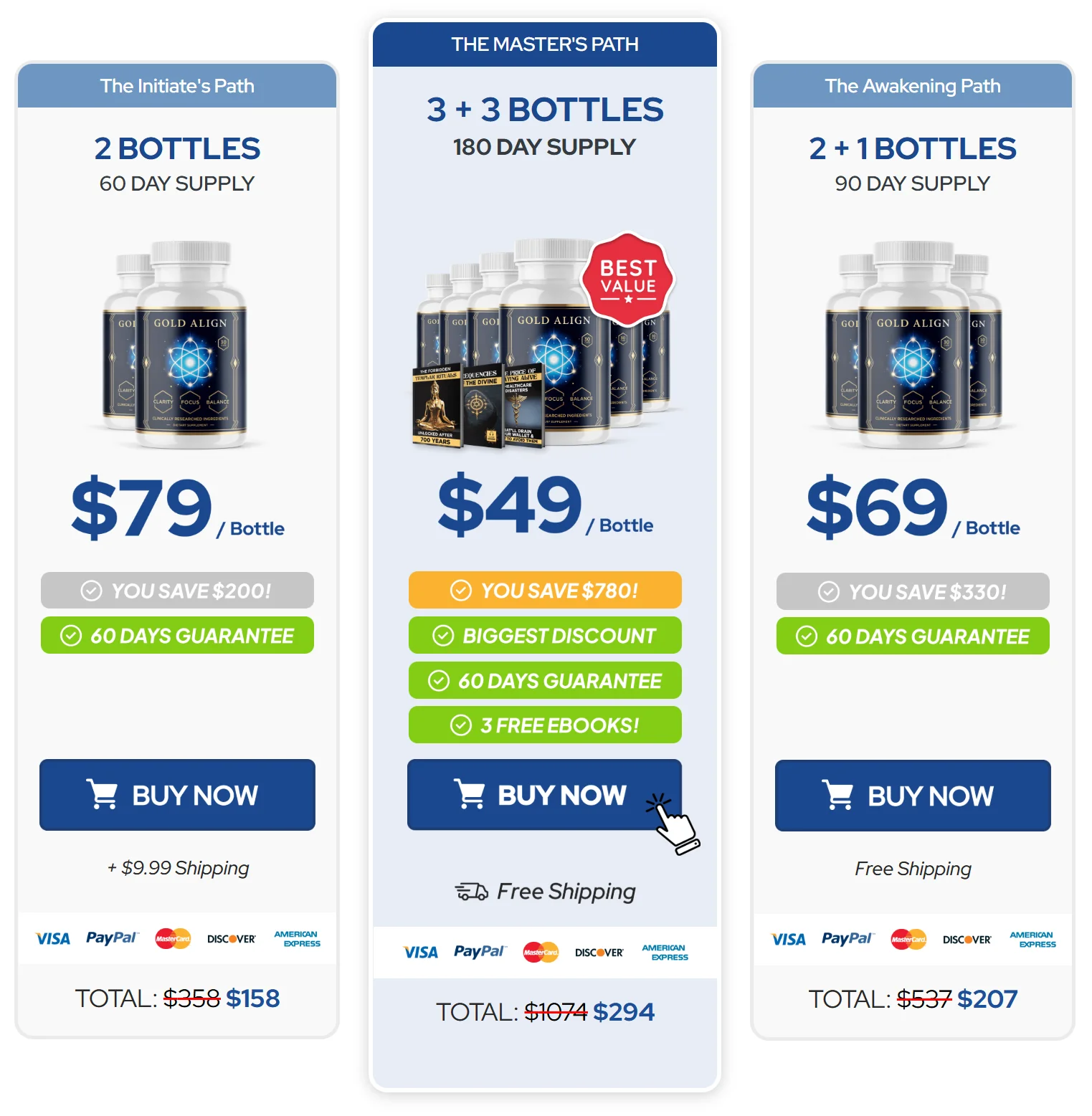 Gold Align order page 1